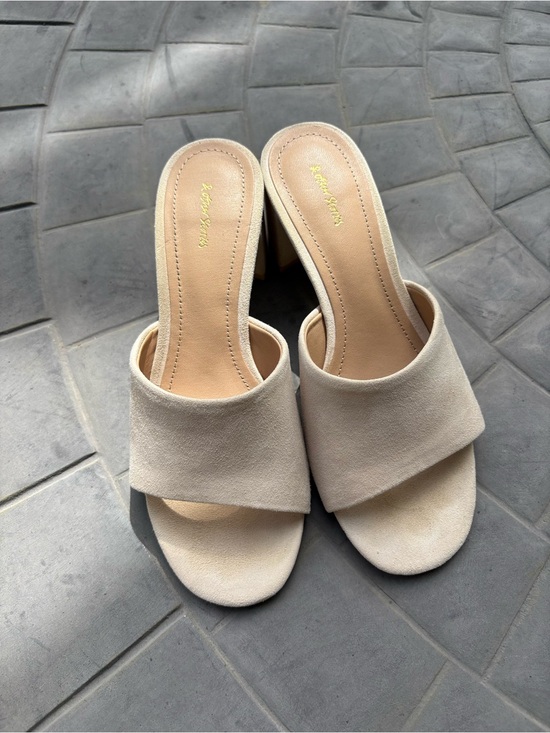 & Other Stories Shoes - & Other Stories Beige Suede-Look Slide Mules